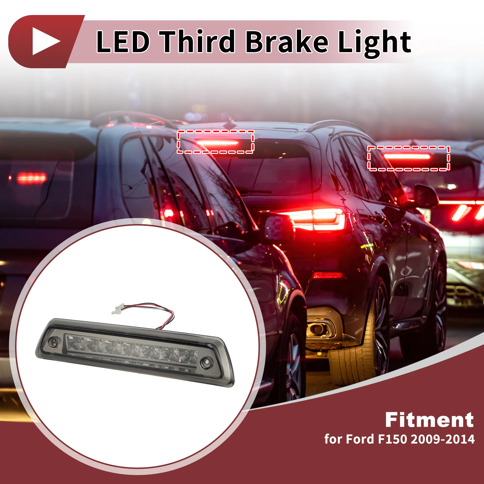 UXCELL High Mounted LED Third Brake Light for Ford F150 2009-2014 AL3Z-13A613-E