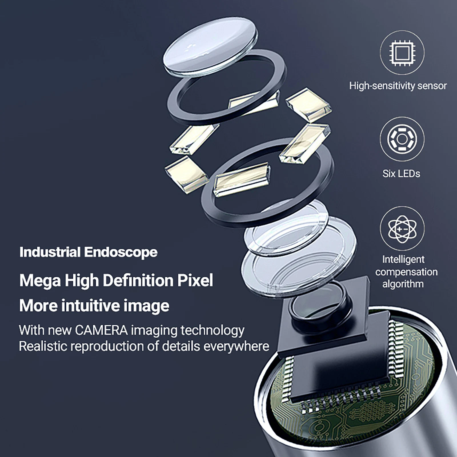 Endoscope Camera with Light 360°Rotation 1080P 6.2MM  HD Articulating Borescope Sewer Camera Tools Bore Scope for IOS Android