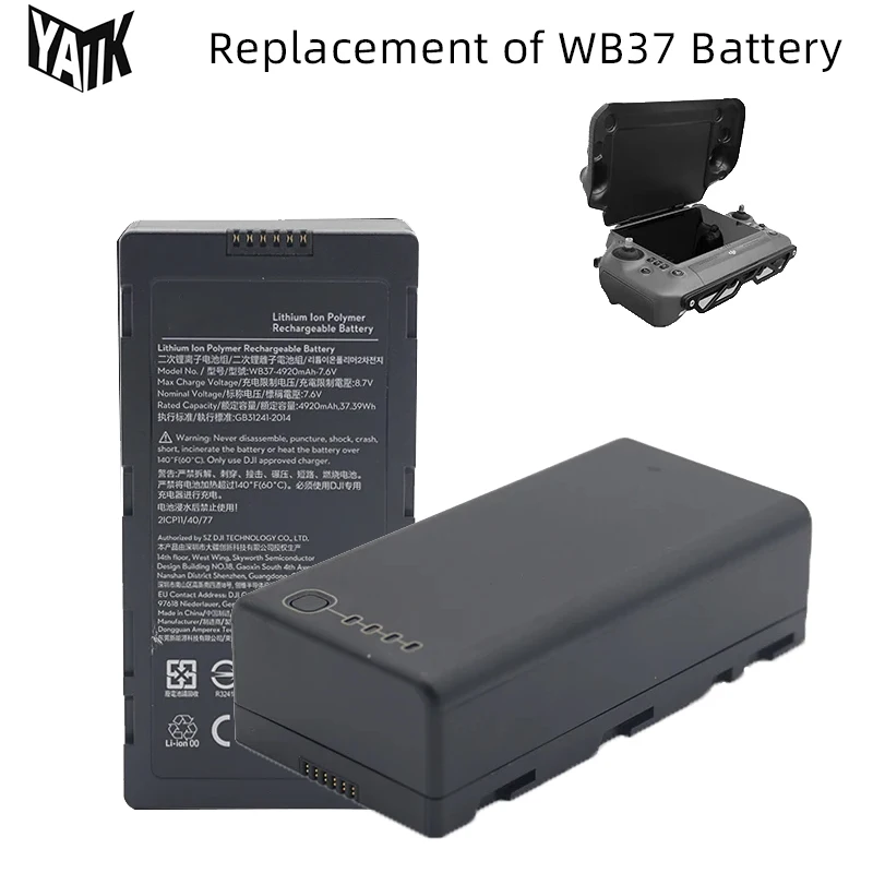 repalcement-for-dji-wb37-remote-controller-battery-76v-4920mah-for-phantom-4-rtk-mg-1p-t10-t16-t20-t30-fpv-crystalsky-monitor