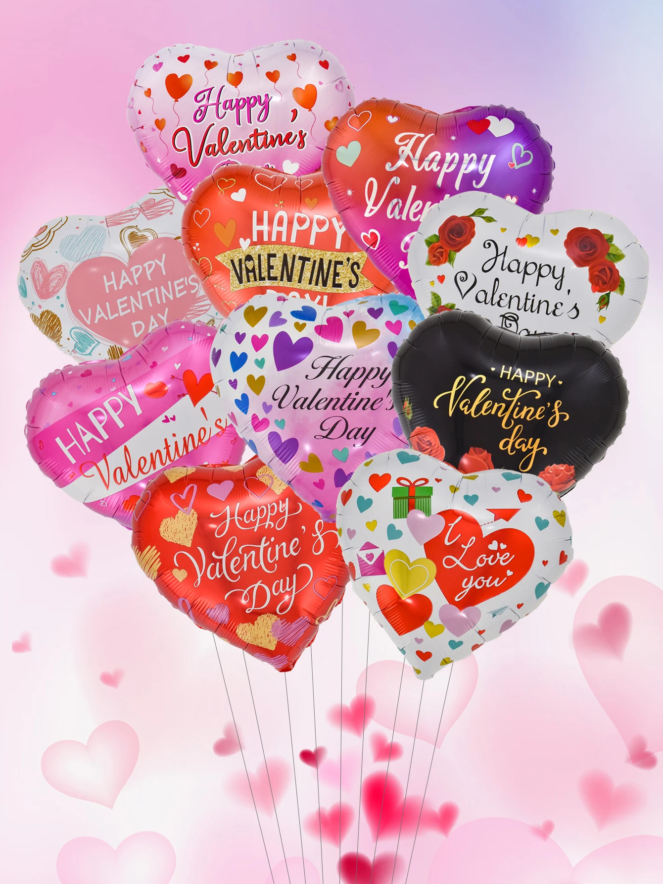 10 pièces 18 pouces joyeux saint valentin coeur feuille ballons hélium ballon saint valentin fête décorations