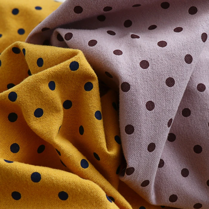 

Cotton Brushed Polka Dot Printing Pure Cotton Thick Fleece Cotton Cloth Autumn and Winter Children's Clothing Dress Fabric