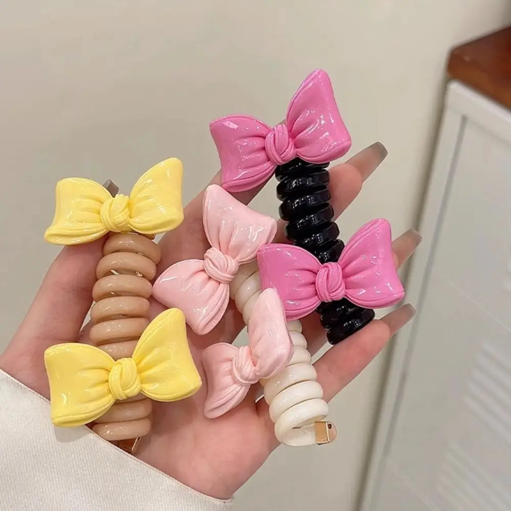 جديد البلاستيك القوس عقدة الشعر الدائري الراقية ذيل حصان فقاعة جديلة إكسسوارات الشعر لطيف رئيس حلية سلك الهاتف الشعر الدائري فتاة