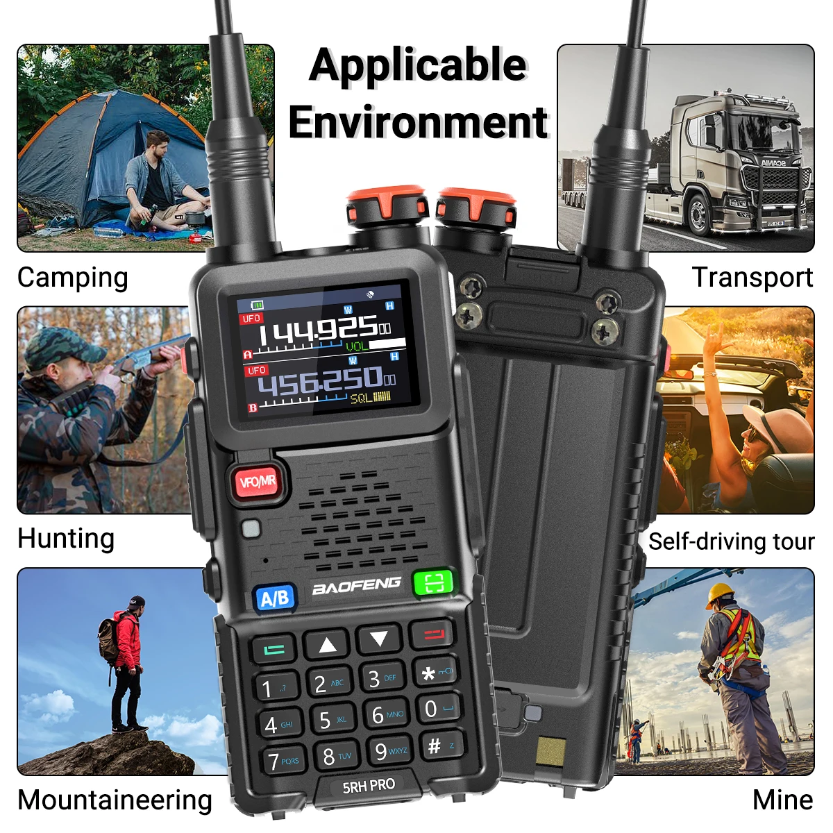 2PCS Baofeng UV-5RH PRO  GPS Multi Band Walkie Talkie Wirless Copy Frequency  NOAA Type-C Long Range UV-5R Two Way Ham Radio