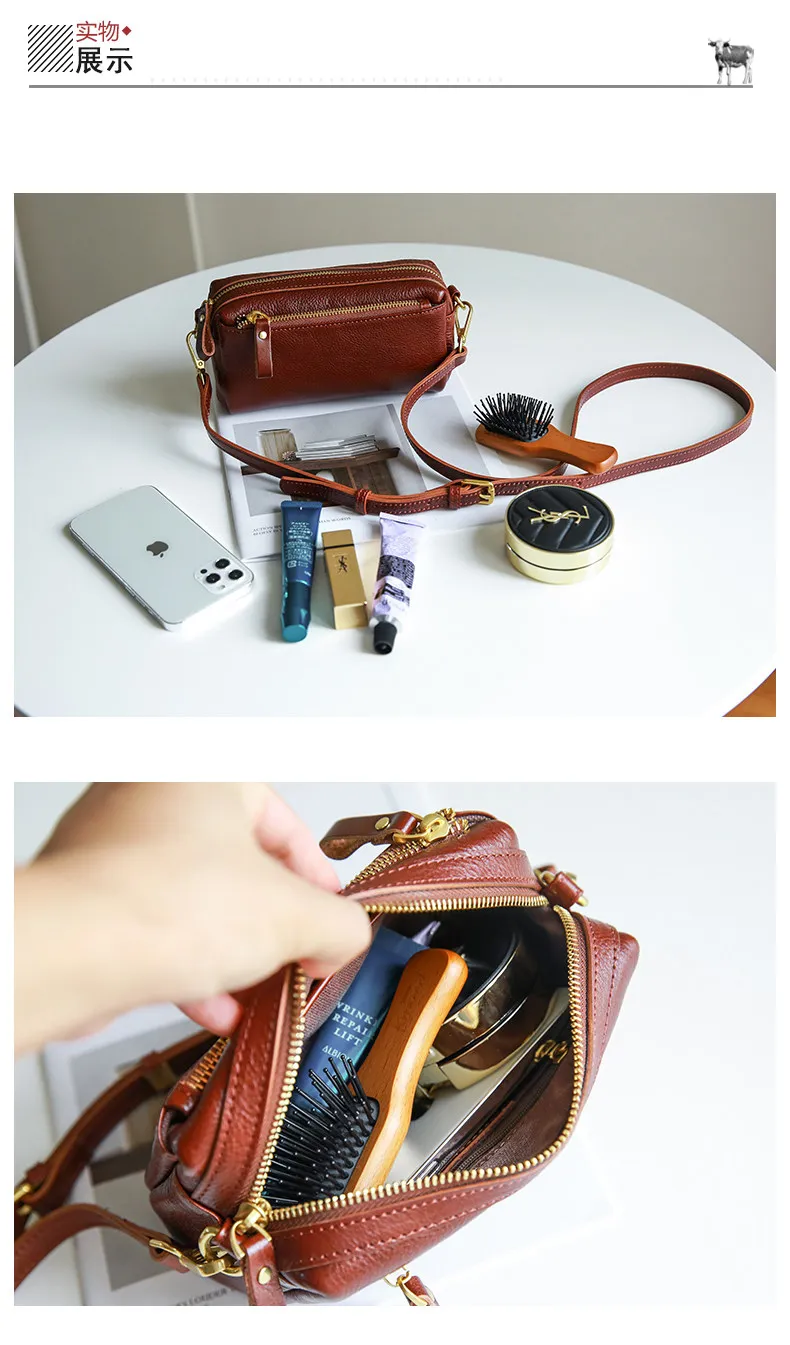 Modische, handgefertigte Damen-Umhängetasche aus echtem Leder, ideal für Wochenendausflüge, luxuriöse Qualität, hochwertige Rindsledertasche. – Detail 3