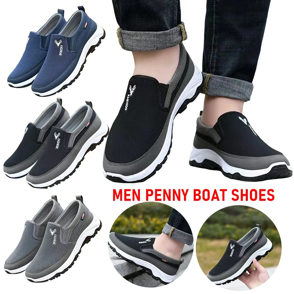 Męskie buty typu Penny Boat ortopedyczne podróżne Plimsolls oddychające buty podróżne na co dzień antypoślizgowe wygodne tenisówki do uprawiania