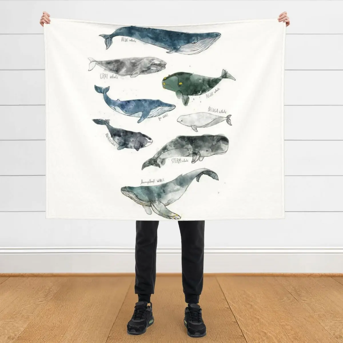 

Whales Throw Blanket Flannel Fabric Beach Custom Blankets