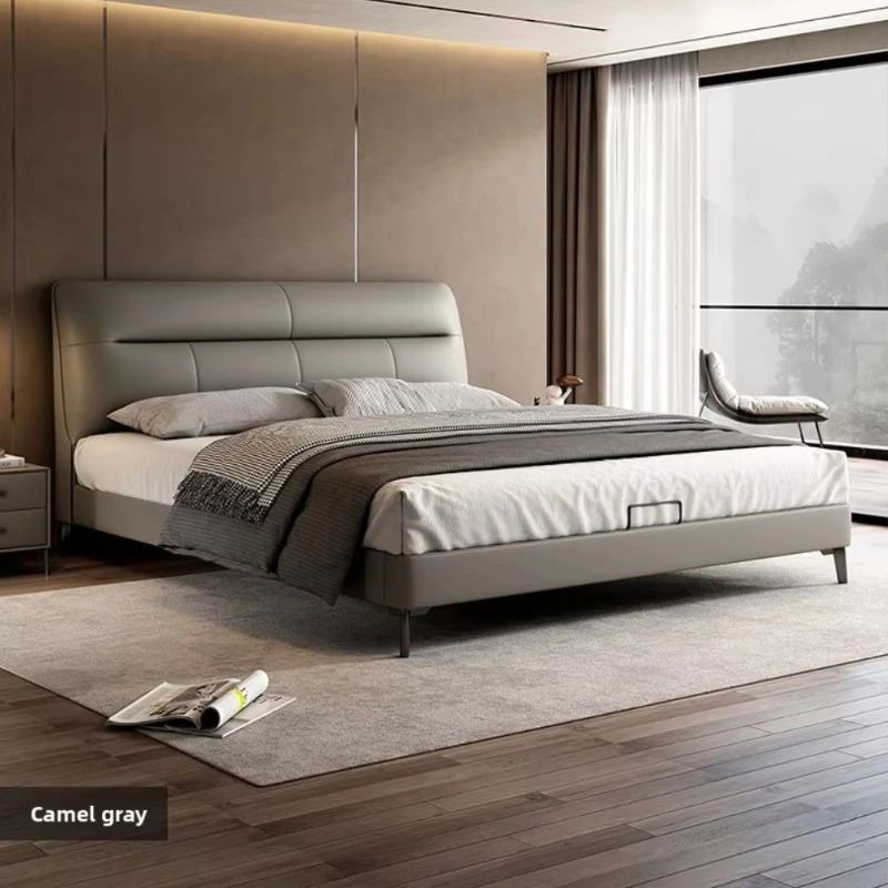 Italian Modern Minimalist Double Bed High Comfort Fabric Upholstered Bed Solid Pine Frame Large Bedroom Bed for Master Room view 6