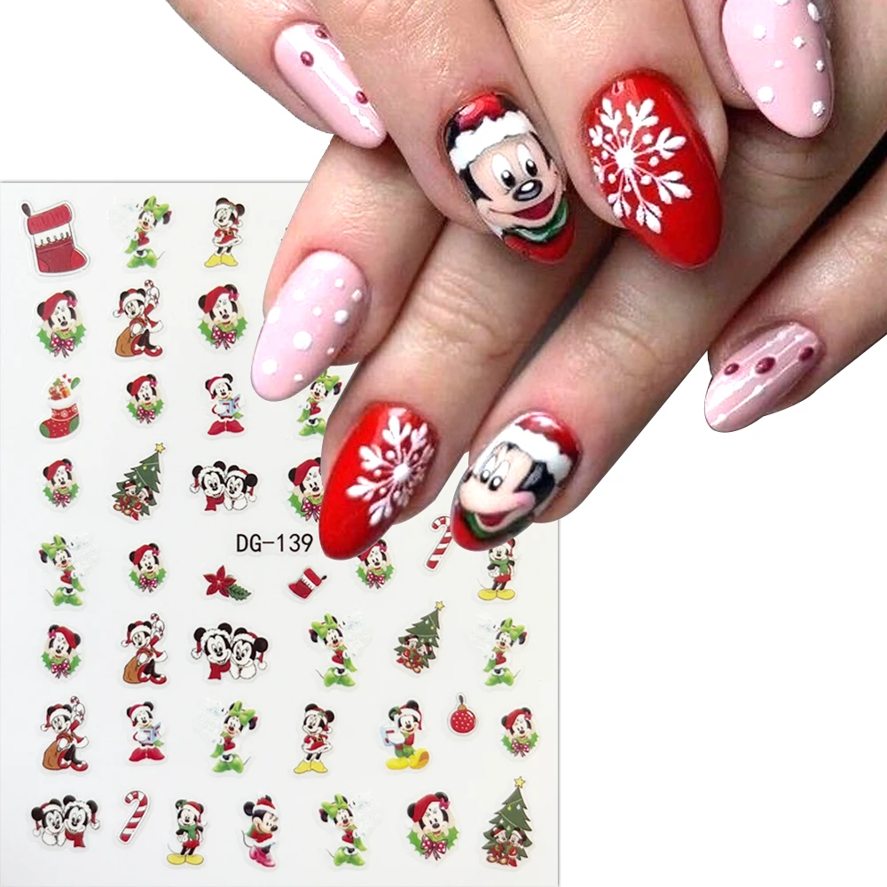 

10PC Christmas Halloween Disney Nail Stickers Mickey Stitch Bridal Nail Decoration Decal 3D Self Adhesive Party Gift Slider