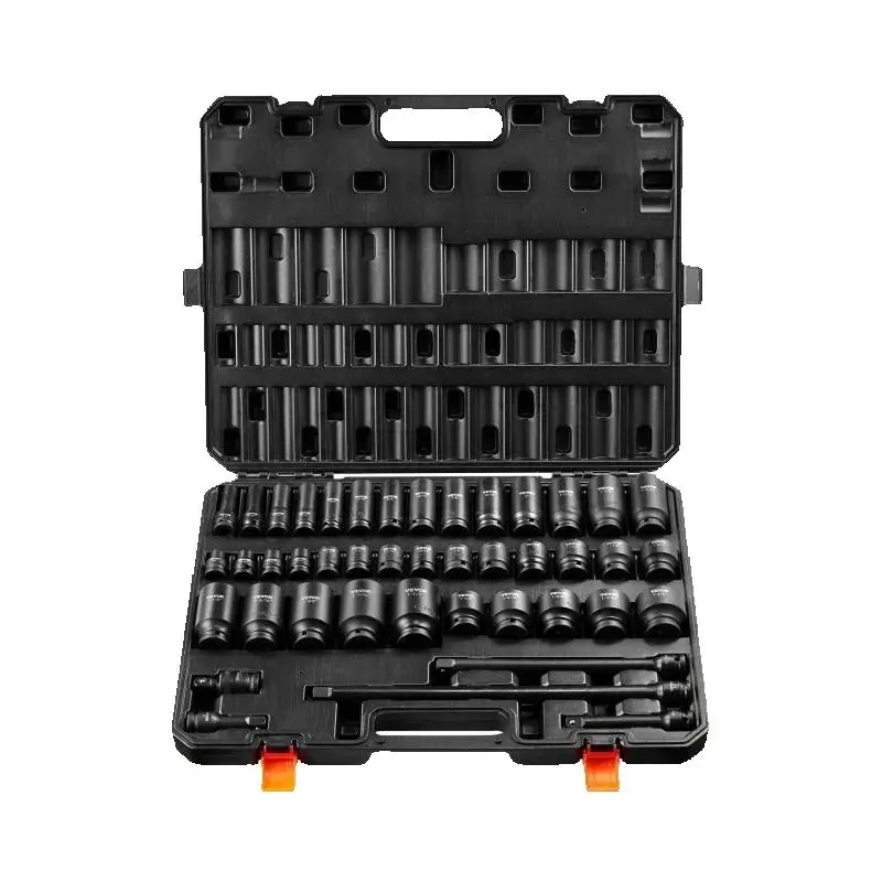 SucceBuy Set di bussole a impatto da 1/2" Set di bussole profonde e poco profonde da 43 pezzi SAE 3/8" 1-1/2" Acciaio legato Cr-Mo a 6 punti per riparazioni auto