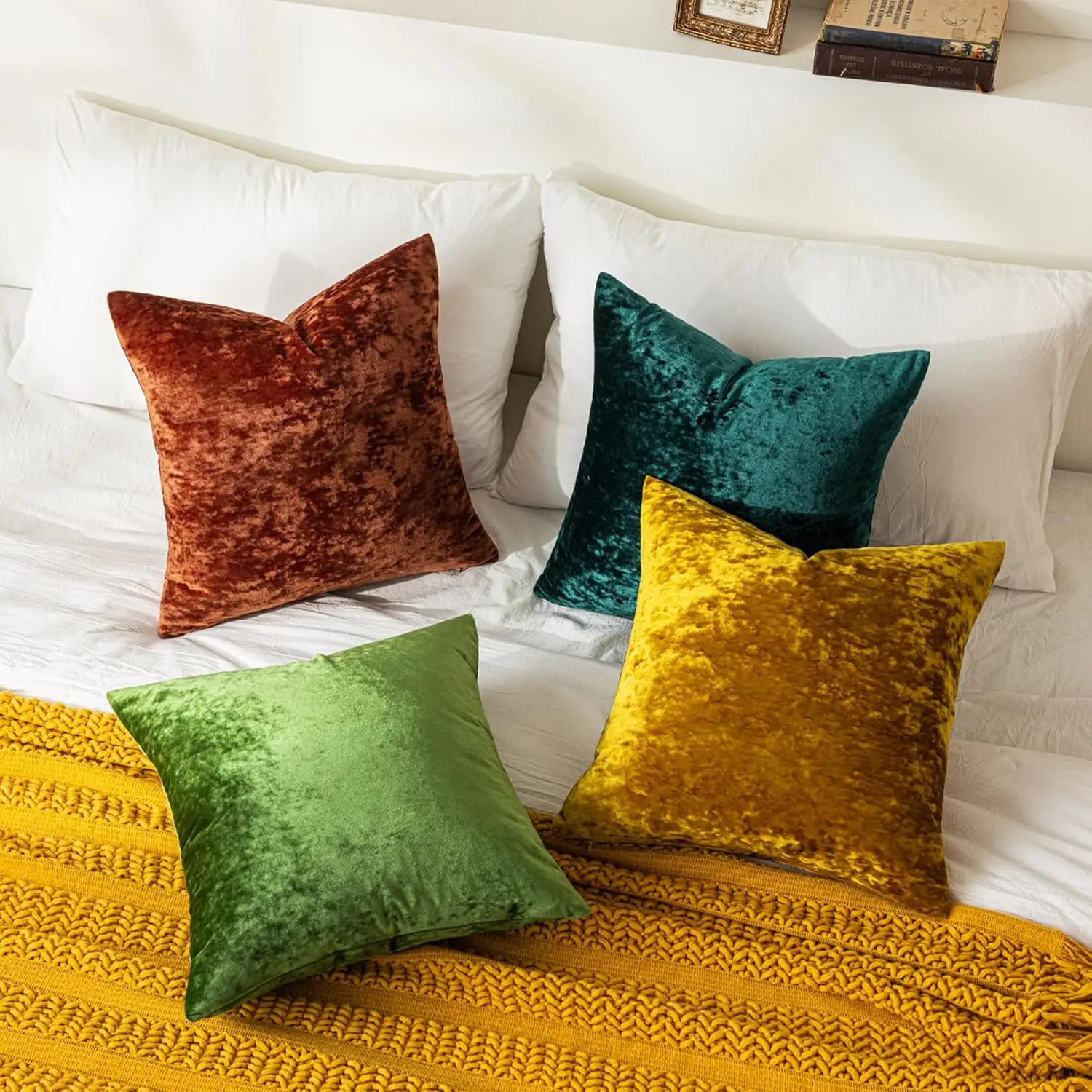 Weihnachtsgeschenk Dekokissenbezug Rot Grün Gold Samt Weiche Neutral Akzent Kissenbezüge Vintage Bauernhaus Home Decor Kissenbezug