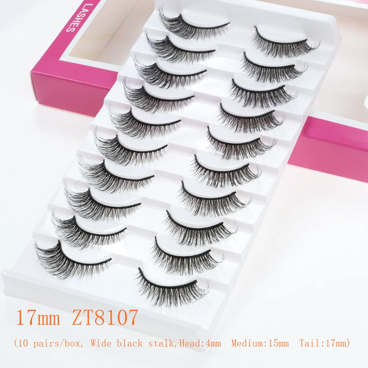 Sztuczne rzęsy Xuanfeiwu, wydłużające rzęsy, idealne na imprezę lub świąteczny makijaż, z krótkim przodem i długim tyłem, o naturalnym i długim wyglądzie, do aplikacji na całej długości rzęs.