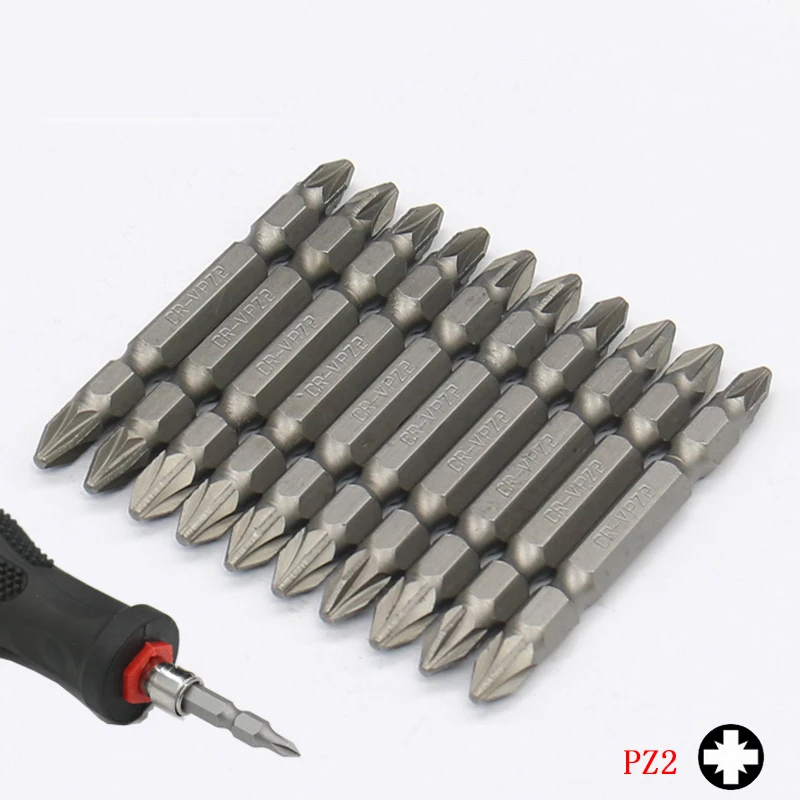 Pozidriv PZ0 PZ1 PZ2 PZ3 Bit Set Chrome Vanadium Steel 65mm Long 1/4 inch 6.35mm Hex Shank Double Ended Screwdriver Bits