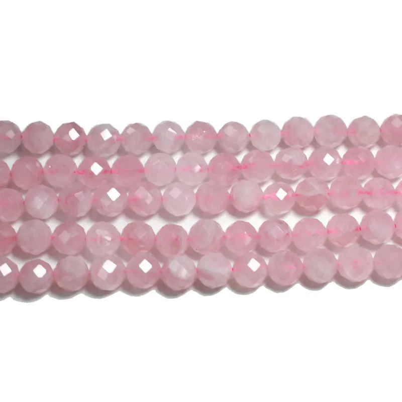 Wholesale Faceted Pink Madagascar Rose Quartzs 100% Natural Round Stone Beads For Jewelry Making DIY Bracelet 6/8MM 15\'\'