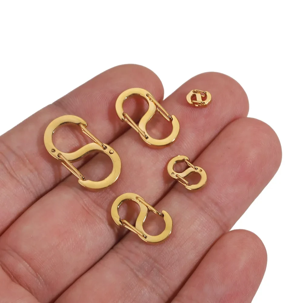 2Pcs Stainless Steel S-Type Buckle Snap Hook Carabiner Necklaces Connectors For Leather Craft Bag Key Ring Jewelry Making