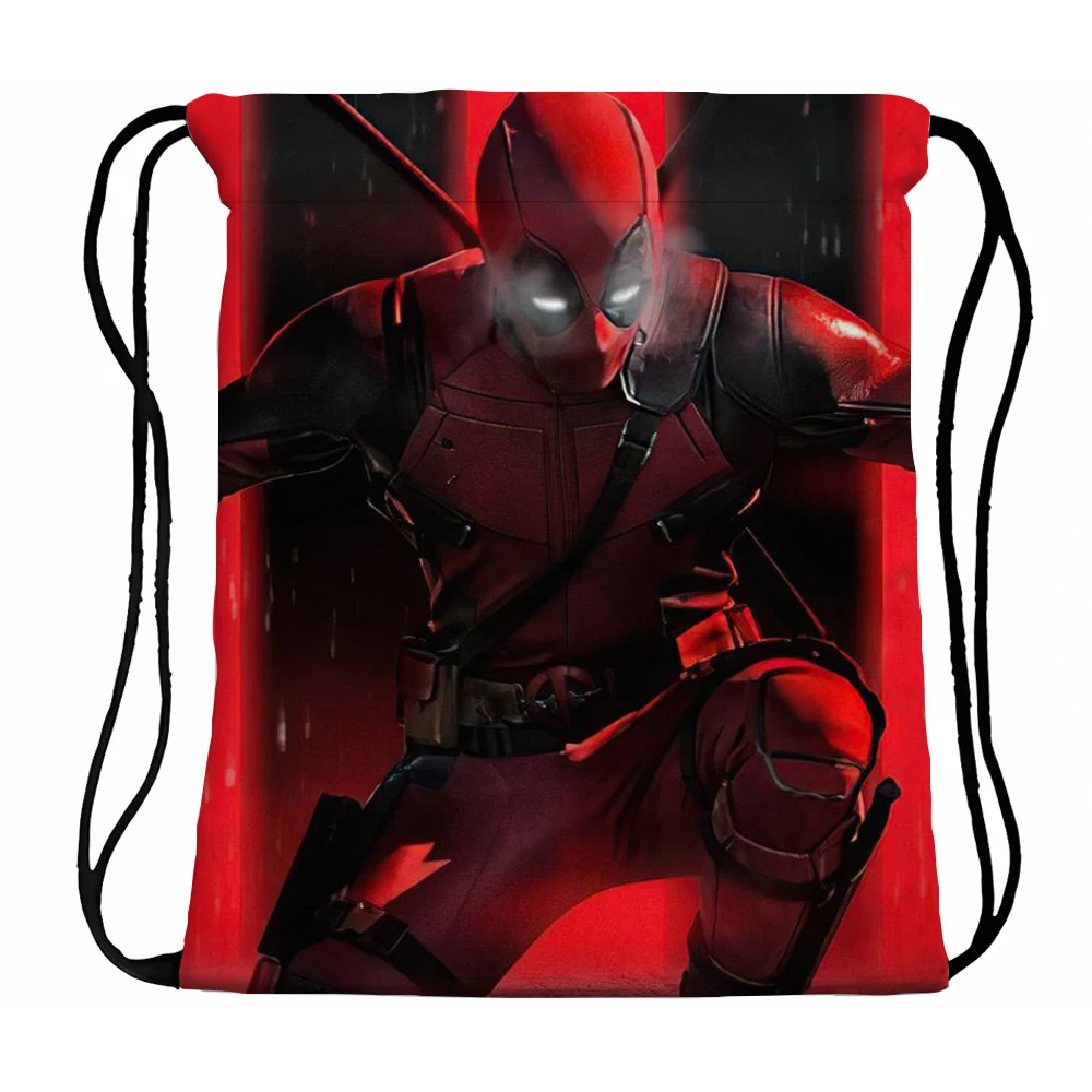 Movie Deadpools 3 Anime Printed Drawstring Backpack Adult Creative Fashion Draw String Bag Casual Accessories Storage Pouch Gift