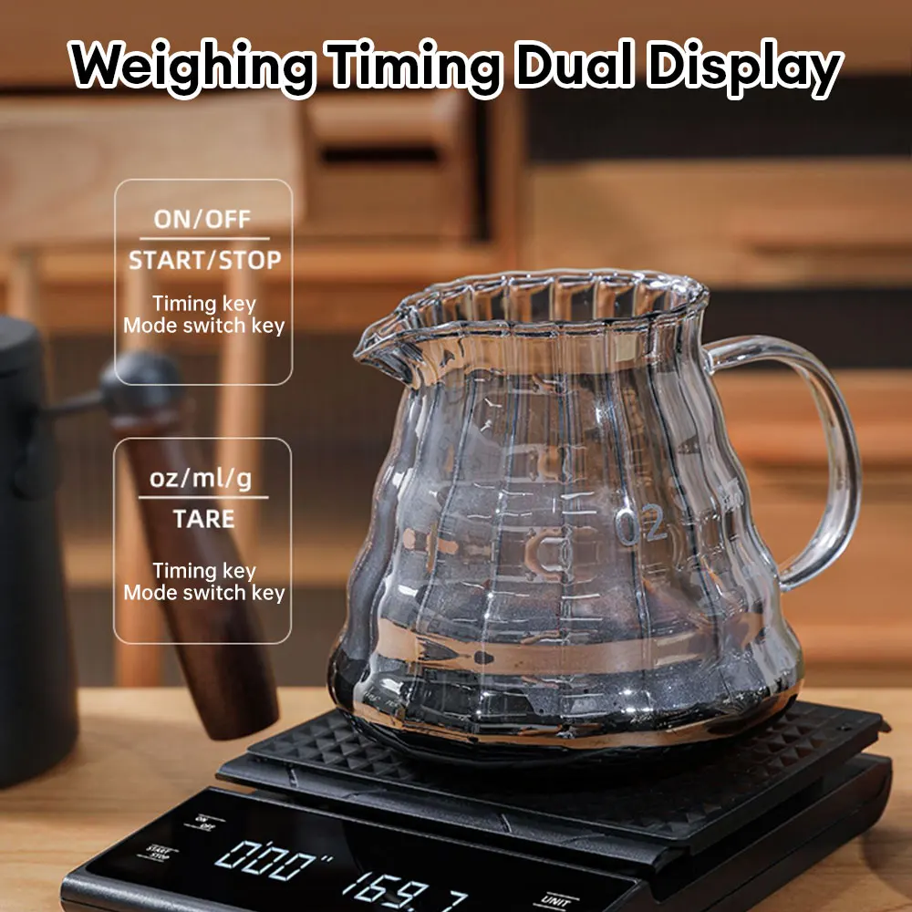 Coffee Scale 3kg/0.1g High Precision Pour Over Drip Espresso Scale with Back-Lit LCD Display Kitchen Accessories with Timer