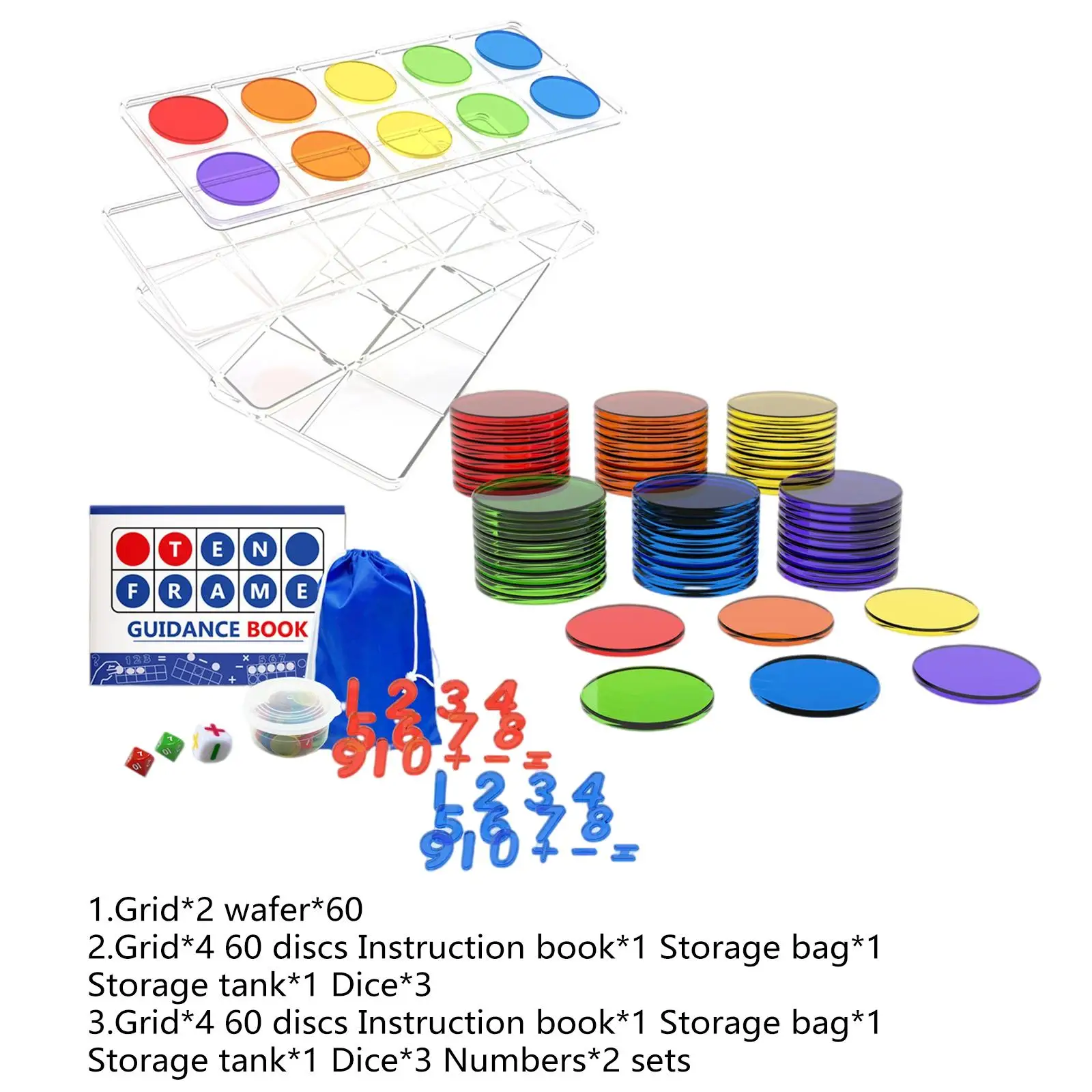 

Ten-Frame Classroom Set Math Manipulative Frames and 60 Color Discs Ages 5+