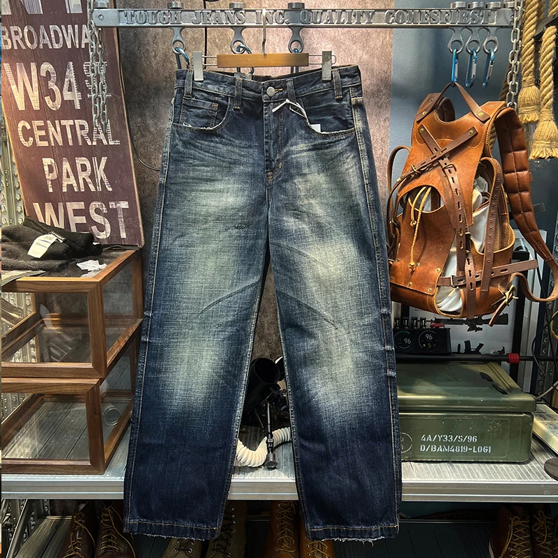 

2025 Autumn American Vintage Washed Denim Jeans for Men Men's Loose Straight-Leg Casual Pants High Quality