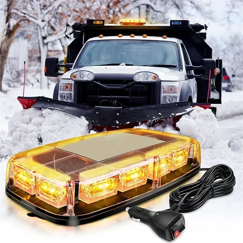 Roof Top Strobe Lights 48LED Emergency Safety Hazard Warning Light LED Flashing Light Bar Magnetic Mount for 12V 24V Car Truck