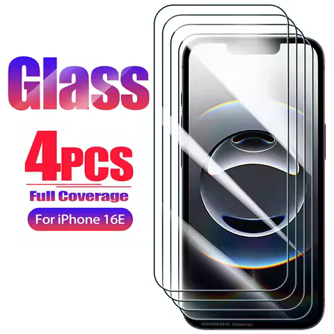 4pcs HD Glass Screen Protector for iPhone 16 15 14 13 12 11 Pro Max 14 Plus X XS XR Full Screen Tempered Glass for iPhone 16e