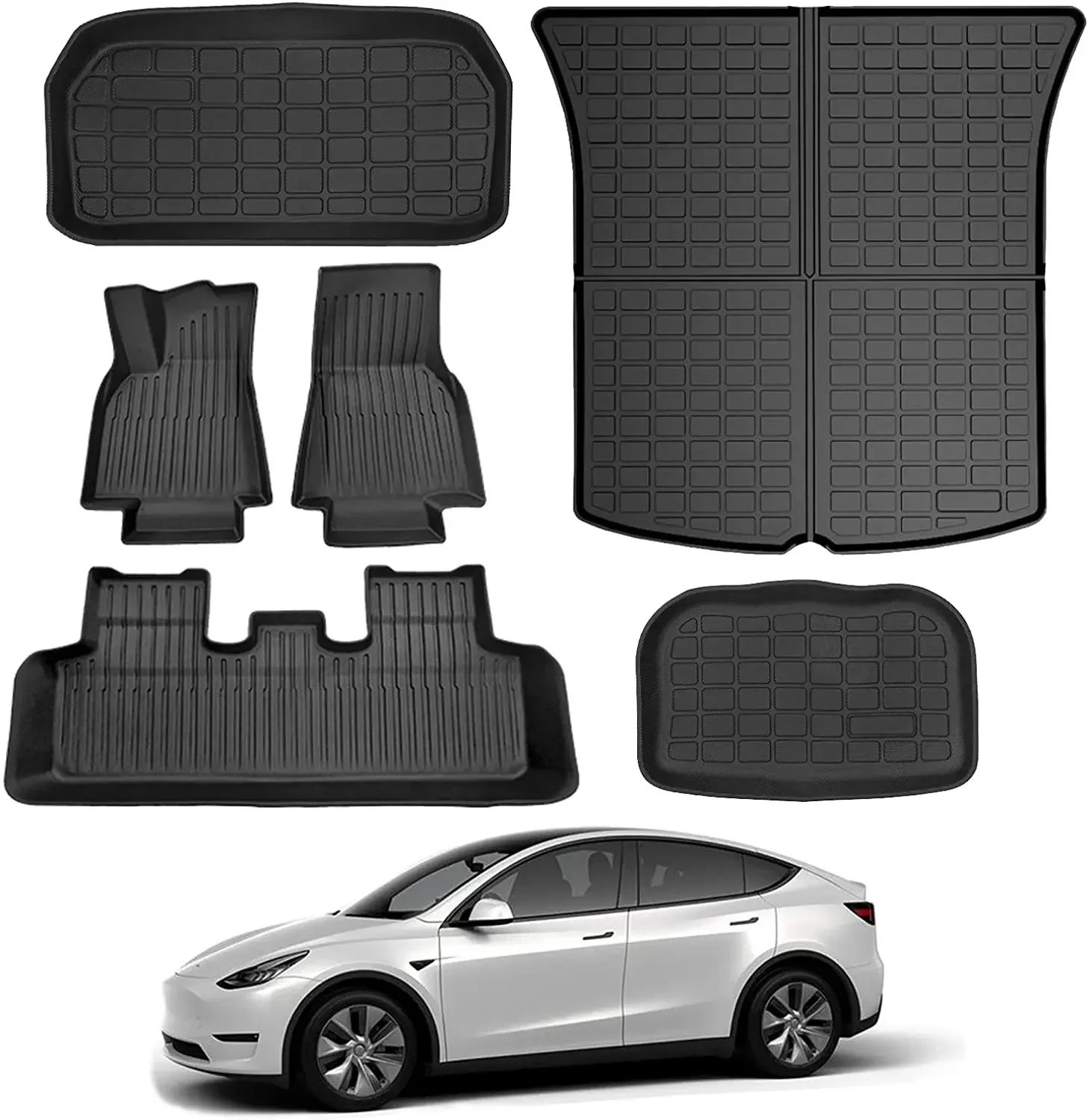 

All Weather Floor Mat 6pcs Front Rear Cargo Liner Mat Waterproof Anti-Slip Floor Mat Custom Fit for Model Y