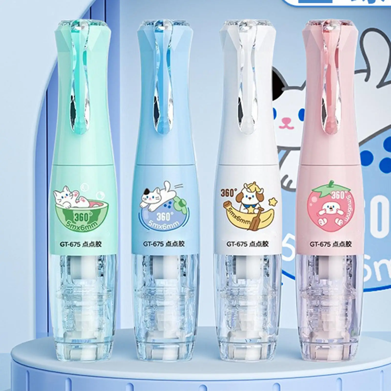 سجل القصاصات شريط لاصق 360 درجة دوران شرائط 4 قطع سجل القصاصات الحرفية الغراء عداء للحرف اليدوية سكرابوكينغ المجلات #3