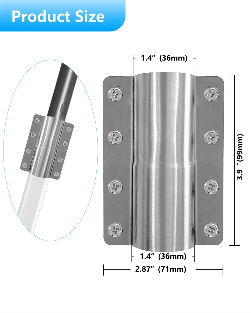 For Starlink V2 Antenna Bracket Connection Clamp Plate,34MM Calibre,35MM Pipe,Stainless Steel Heavy-Duty Pivot Bridged Mount kit