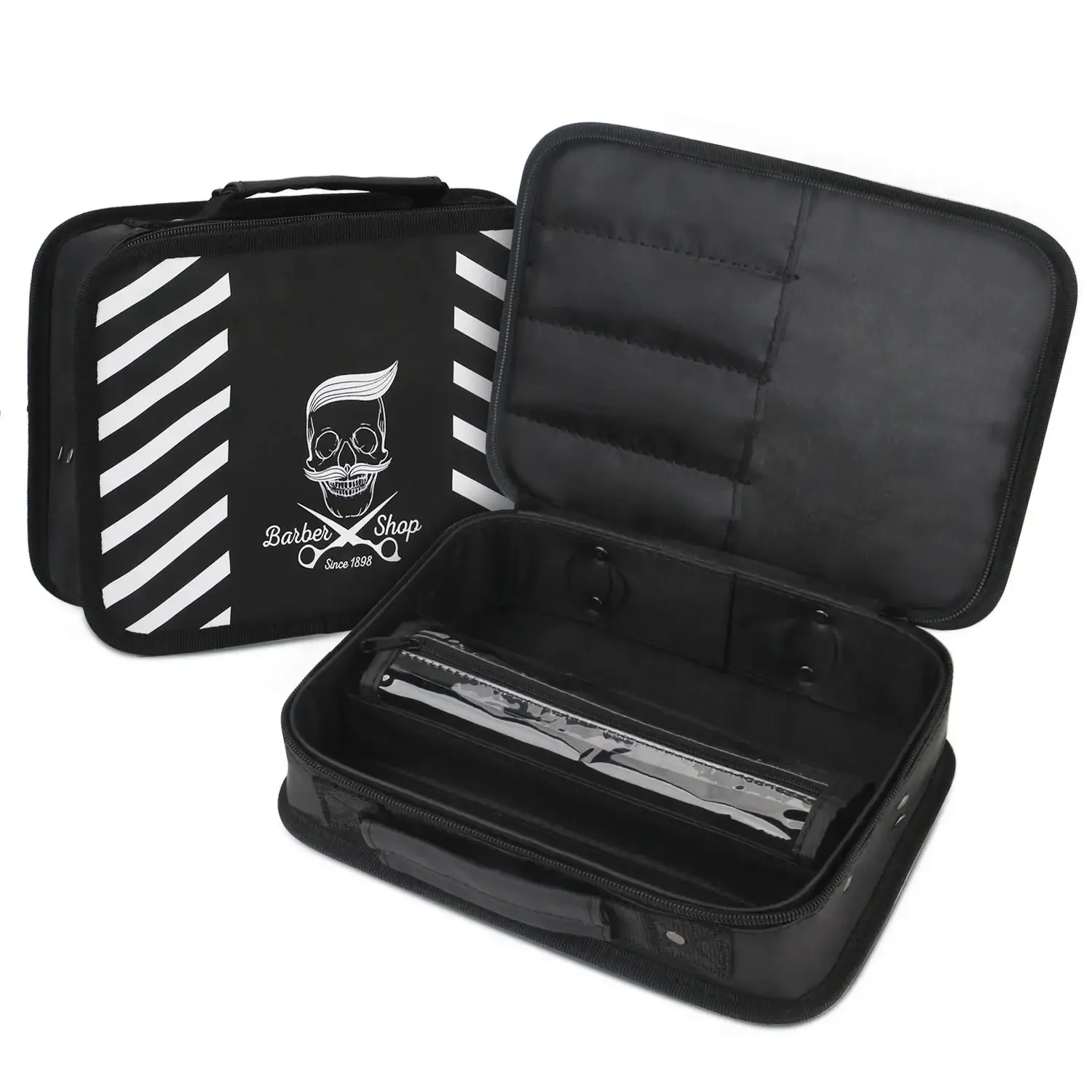 Professional Barber Carrying Case Stylist Tool Storage Bag for Clippers Scissor Clips Trimmer Grooming Kit Accessories Organizer