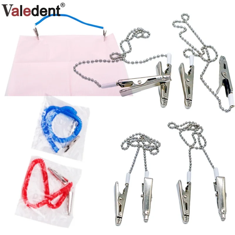 

5pcs Dental Scarf Clip Metal Ball Chain Stainless Napkin Holder Bib Clips Cord Dental Consumables Autoclavable