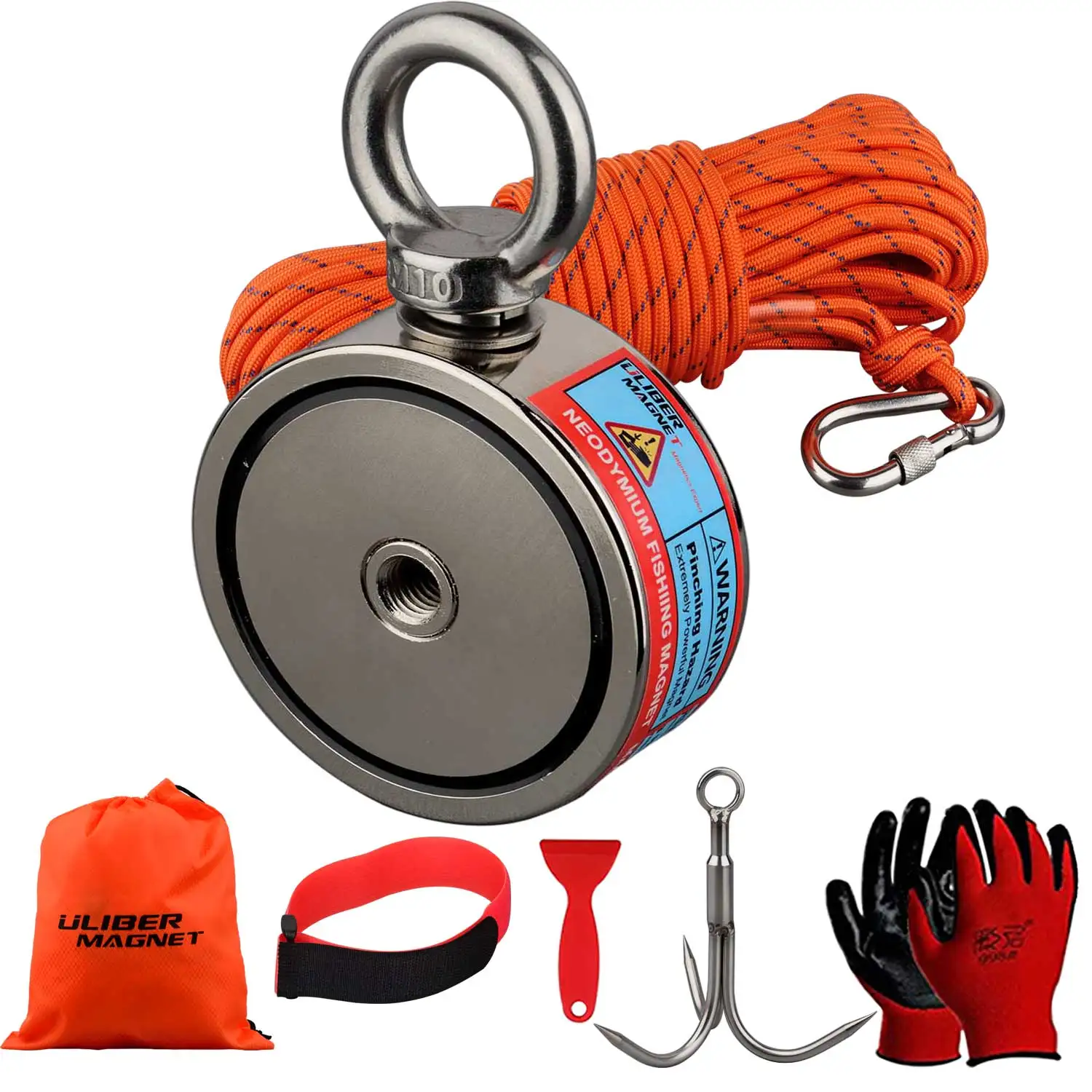

Double Sided 500KG Combined Round Neodymium Magnet Hook Salvage Magnet Sea Fishing Equipment Holder
