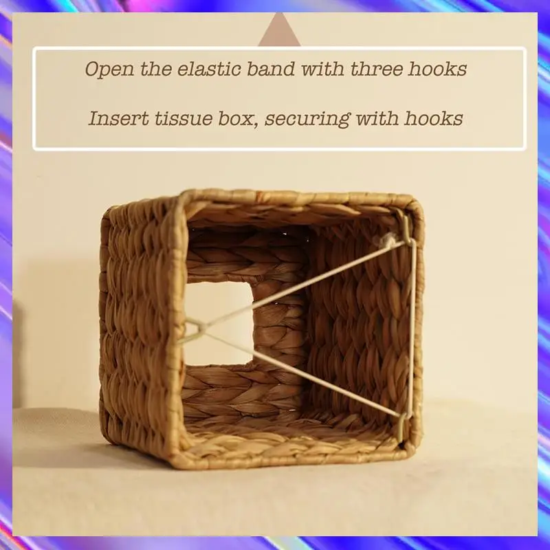 

ABNL Water Hyacinth Handwoven Tissue Box Cover, Handmade Wicker Napkin Box Holder, Rustic Decorative On Table And Bathroom