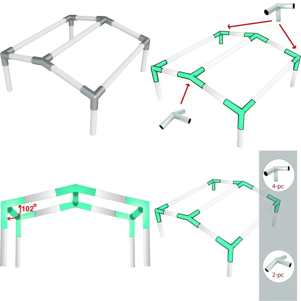 

Комплект фитингов для навеса Carport для рамы с низким верхом, полный комплект для 6, 8, или 10 ножек, выберите размер для 4 ножек, подходит для различных вещей