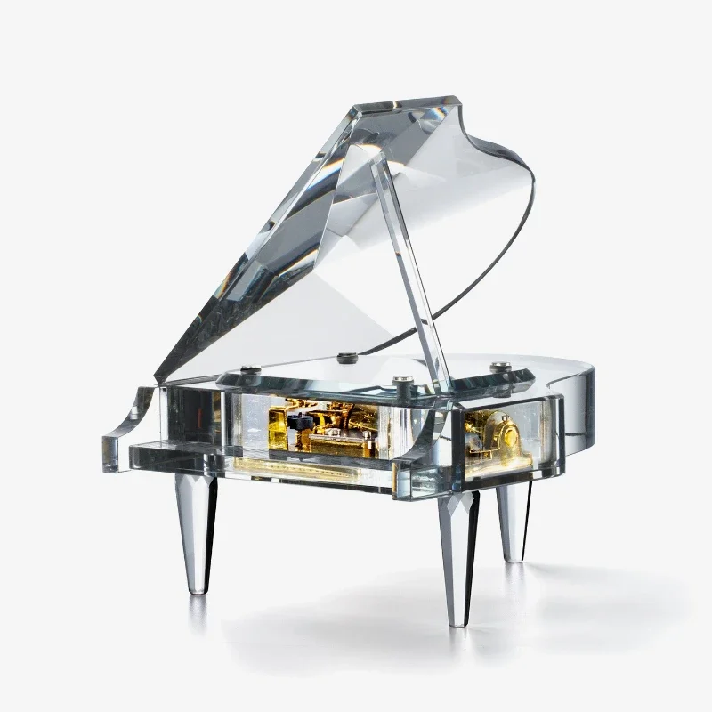 Crystal glass piano music box, equipped with professional movement, Valentine's Day gift for girls