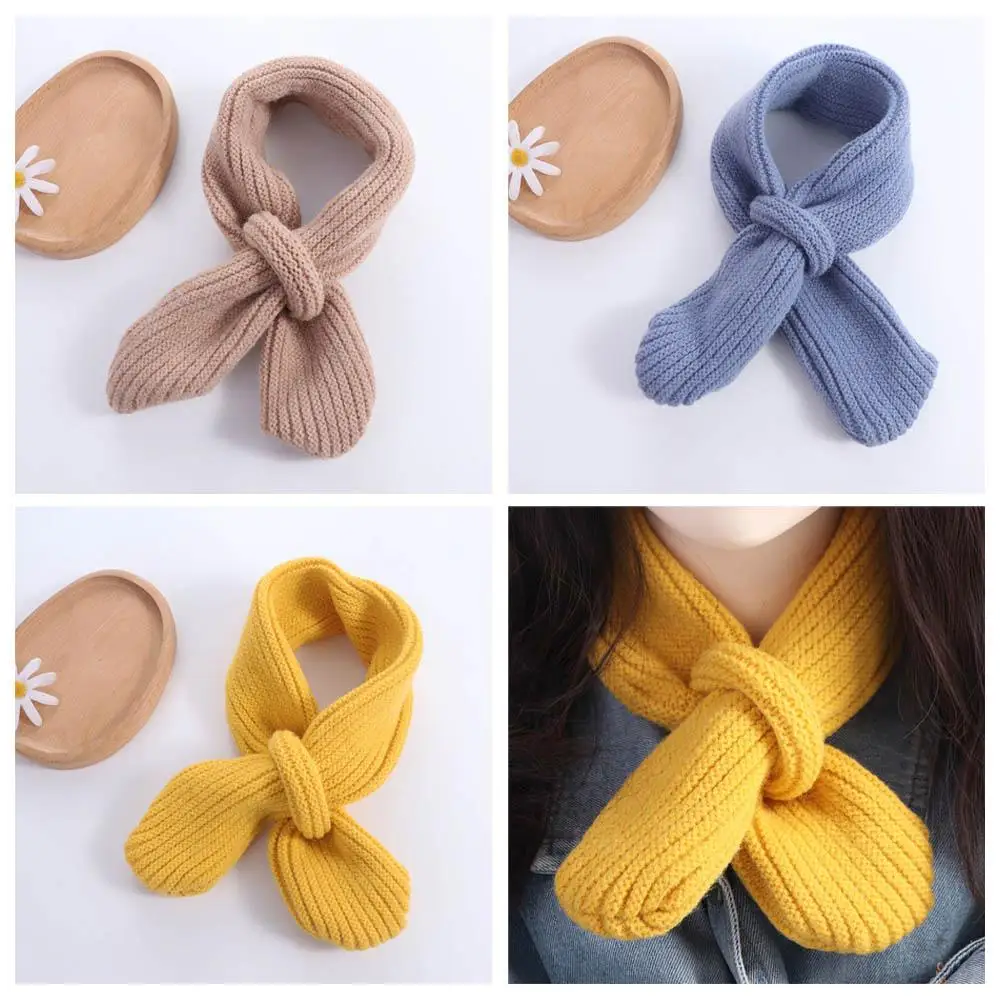 

Fashion Solid Color Boys Girls Scarf Korean Style Windproof Kids Knitted Scarf Warm Thick Winter Knit Scarves Gifts