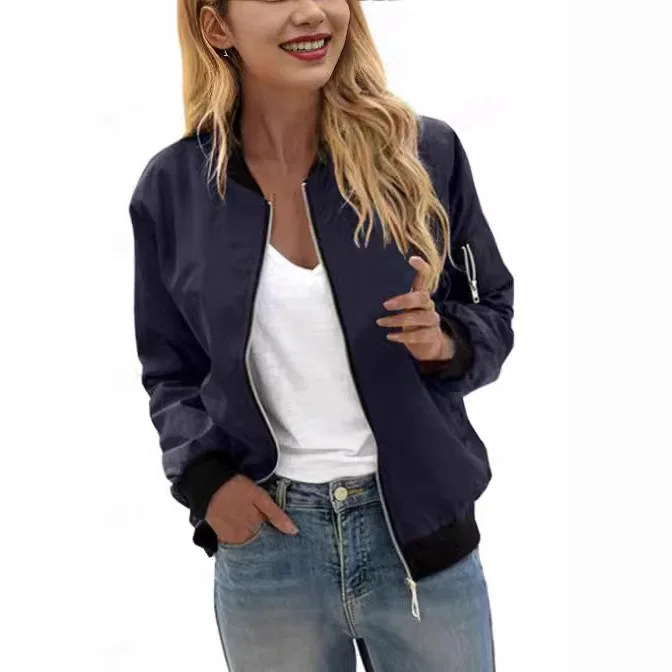 Casual Jackets for Women 2025 Autumn New Arrival Solid Color Ladies Fashion Zipper Outer Baseball Jacket