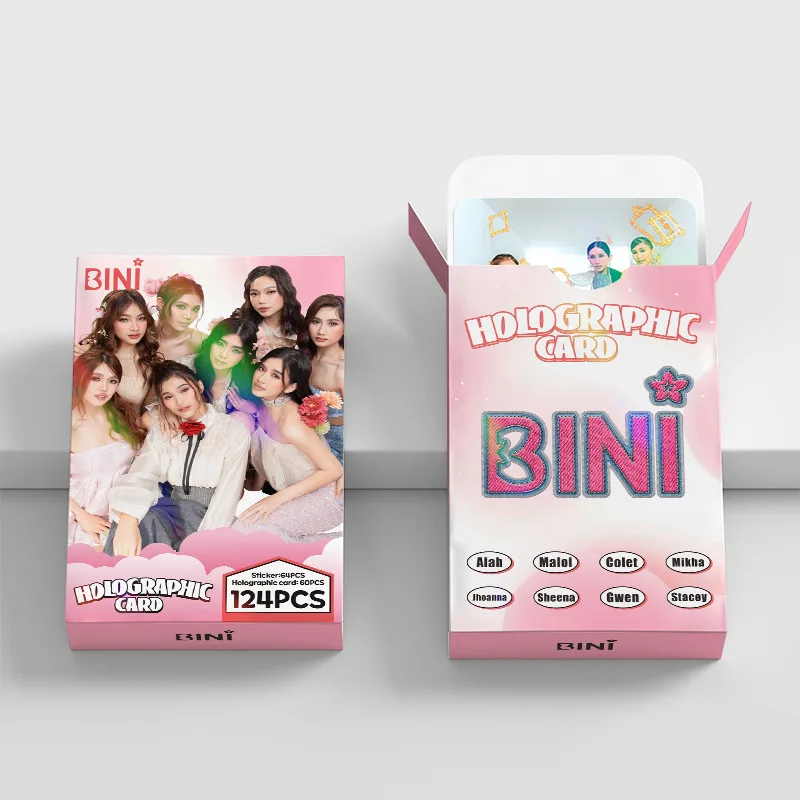 124 ชิ้น/เซ็ตกลุ่มสาว BINI เลเซอร์การ์ด Lomo Aiah Mikha Maloi Pop Star HD Photocard สติกเกอร์แฟนคอลเลกชันการ์ด