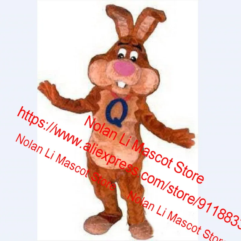 Costume de mascotte de lapin heureux personnalisé, tissu de velours super doux, ensemble de dessin animé unisexe, cadeau de jeu publicitaire, nouveau, 165