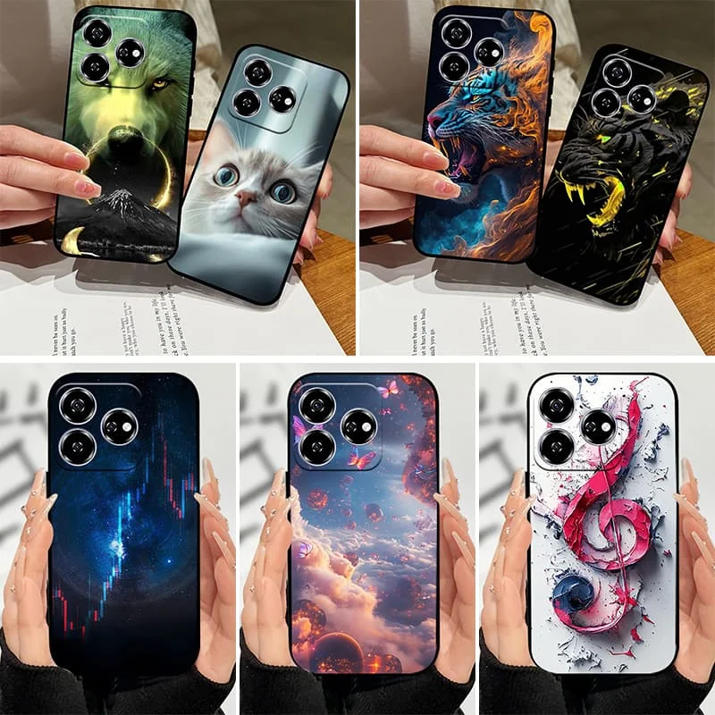 Para ZTE Axon 60 4G funda negra de silicona TPU parachoques suave para ZTE Blade V60 Nubia v60 / Axon60 Z2356 Fundas protectoras animales geniales