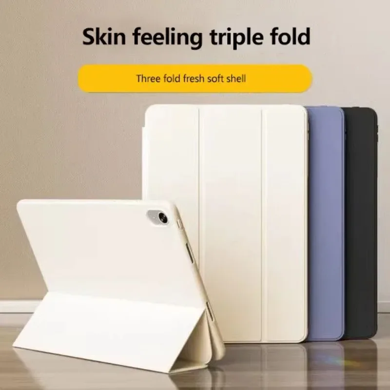 

Three Fold Official Silicone Case for IPad A16 11 Air 13 2025 M3 Air 7 11 11th Mini A17 Pro 6 5 4 Pro 11 13 10th 10.2 9.7 Cover