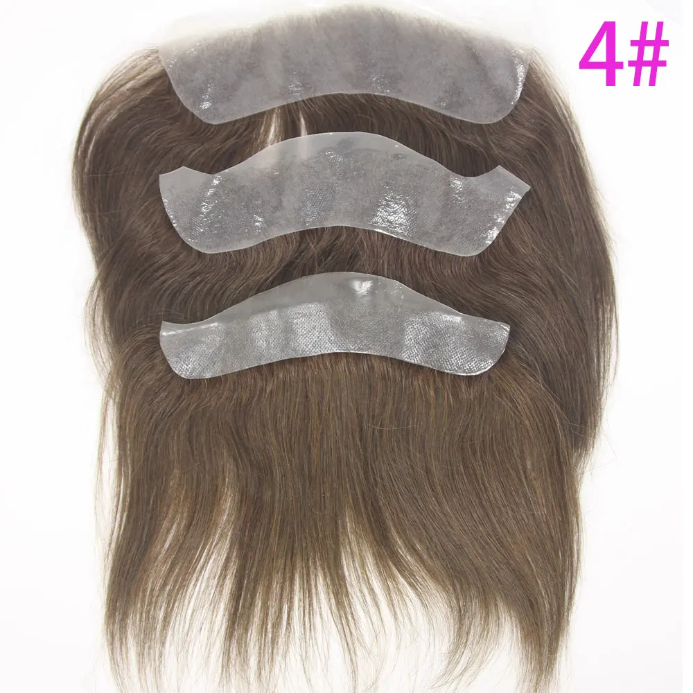 Ekstensi rambut manusia untuk wanita, ekstensi rambut manusia, ekstensi rambut dahi, hiasan atas kulit PU, rambut palsu pengganti untuk pria dan wanita