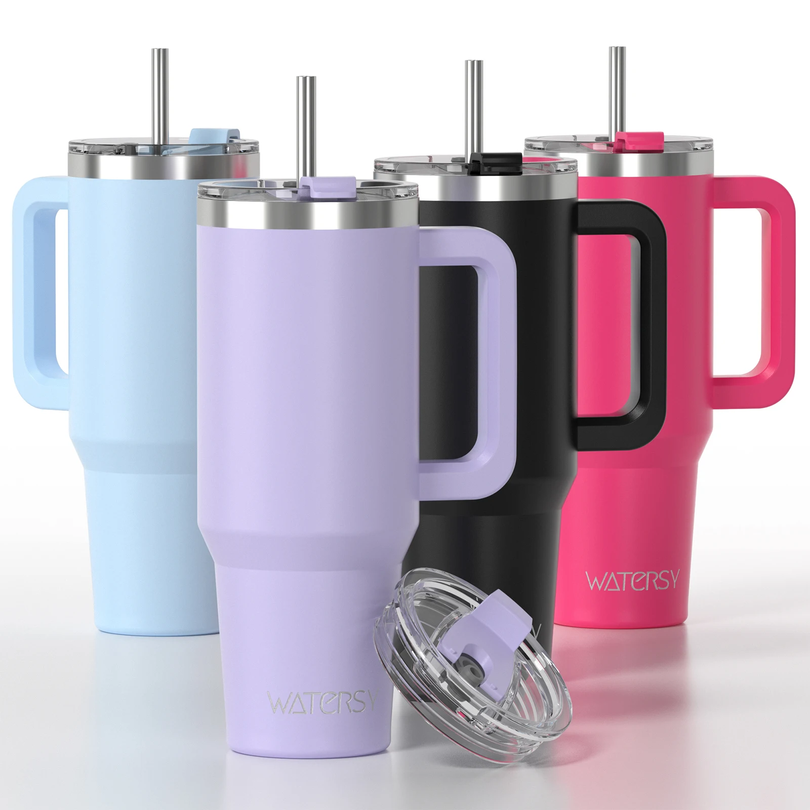 WATERSY Large Capacity 30/40oz Stainless Steel Tumbler with Handle And Straw Double Vacuum Insulated Thermal Coffee Mug