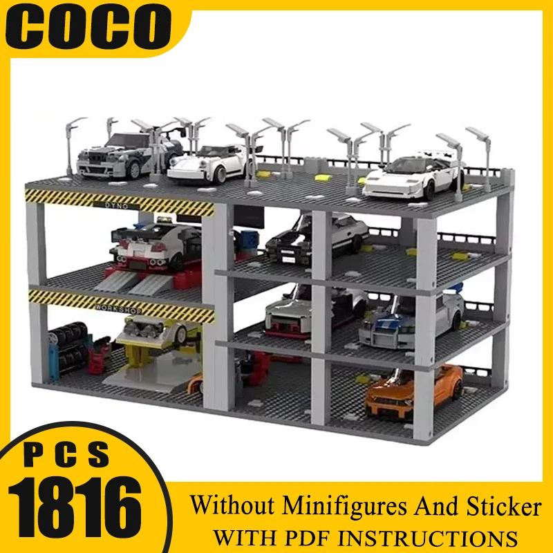 

Speed Champion Premium Parking Lot Modular City Model MOC Building Bricks Technology Gifts Holiday Assemble Children Toys Suit