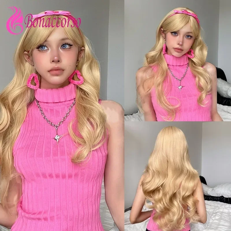 

Baby Doll Cosplay Wig Blonde Golden Synthetic Long Curly Wig Anime Coser Cute Girl High Quality Wig Daily Party Barbie Wigs