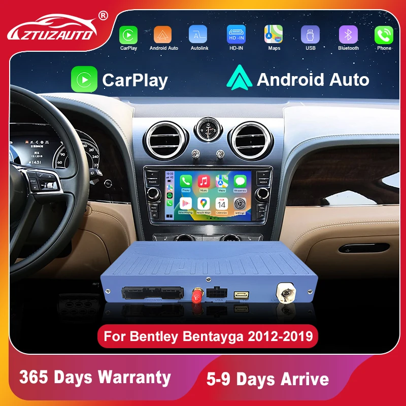 Wireless CarPlay For Bentley Bentayga 2012-2019 Android Auto Airplay Mirror link Retrofit Car Ai Box Multimedia USB Navigation