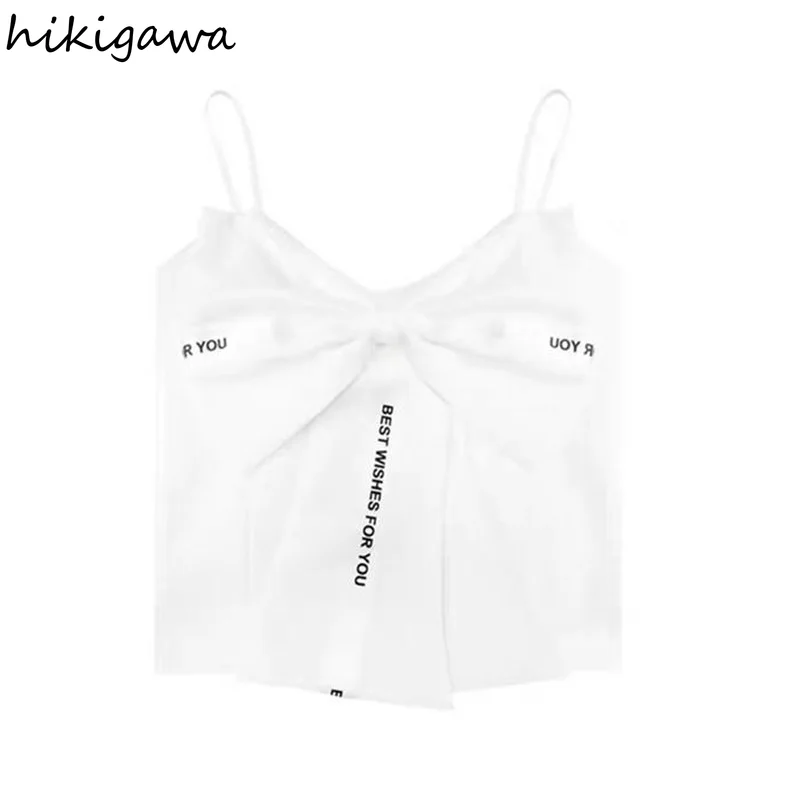 Sweet Bow Crop Tops Female 2023 Women\'s Clothing Sling Slim Waist Tank Korean Y2k Top Summer Sexy Club Camis Ropa Mujer 27f376