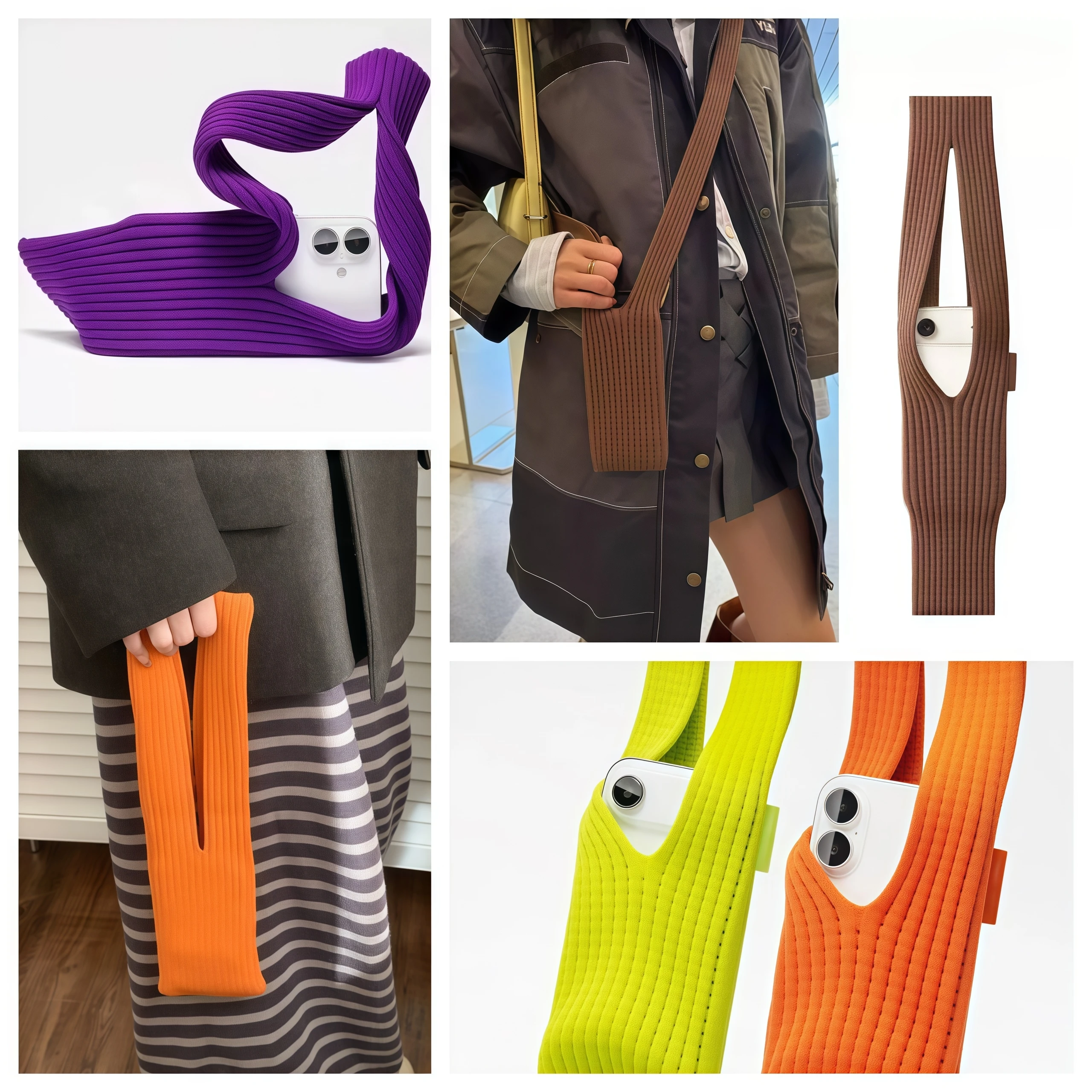 High-quality Trendy Knitted Phone Bag  Multi Functional Anti-Slip Pocket for Phone Protect Phone 40/80cm Couple Style