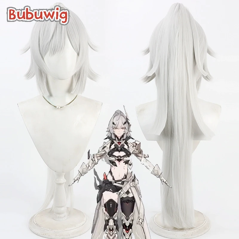 

Bubuwig Synthetic Hair Erdos Helia Cosplay Wigs Honkai Impact 3rd Erdos Helia 75cm Long Silver White Ponytail Wig Heat Resistant