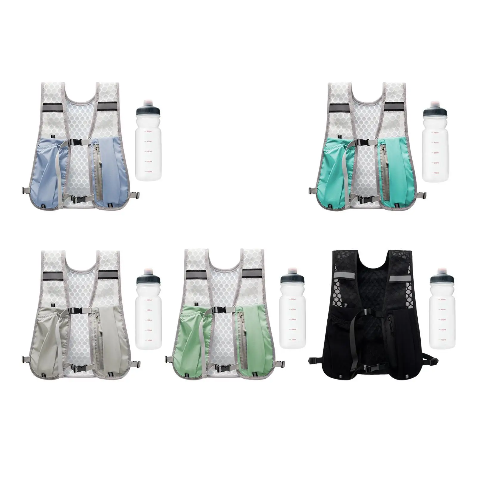 

Adjustable Hydration Vest Breathable Reflective Sports Backpack with Water Bottle for Outdoor Training