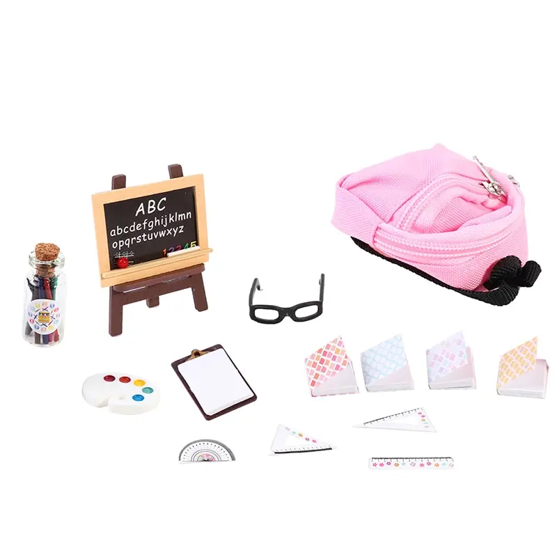 Accessoires de poupée pour maison de poupée, 14 pièces, fournitures scolaires, meilleur jouet cadeau pour fille