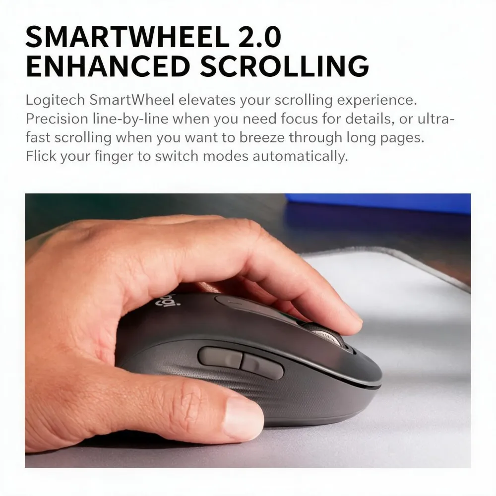Logitech M650/M650L Bluetooth Wireless Silent Mouse Long AA Battery Life Contoured Shape Side Buttons For Laptop Tablet Office